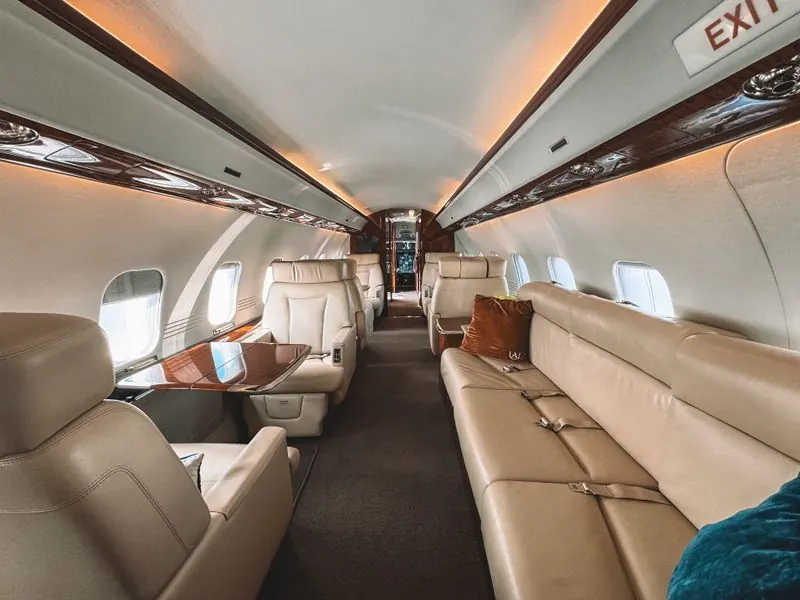 Private jet cabin interior