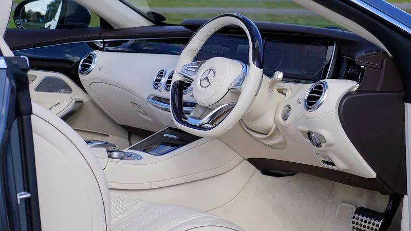 Detailed clean luxury car interior