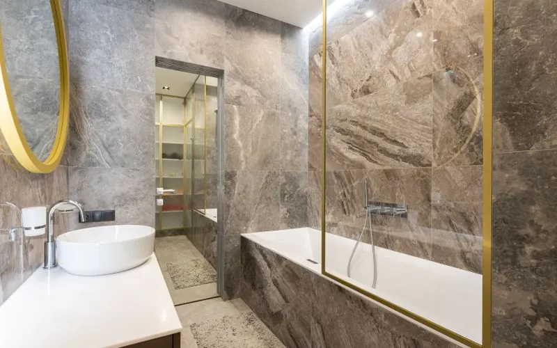 Clean modern bathroom, a common source of sewer and drain odor